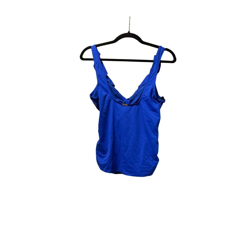 NWT Ralph Lauren Beach Club Solids Ruffle Tankini Top, Sapphire Blue, 12 - Picture 3 of 4
